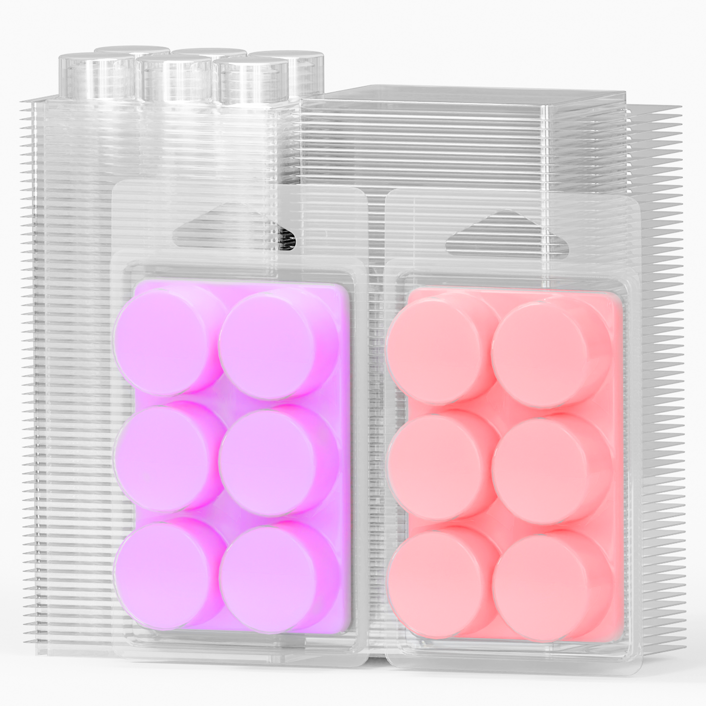 100 Pack Wax Melt Containers with 6 Cavity Clear Plastic Wax Melt Clamshell for DIY Wax Melt Candles, Shape (Heart)