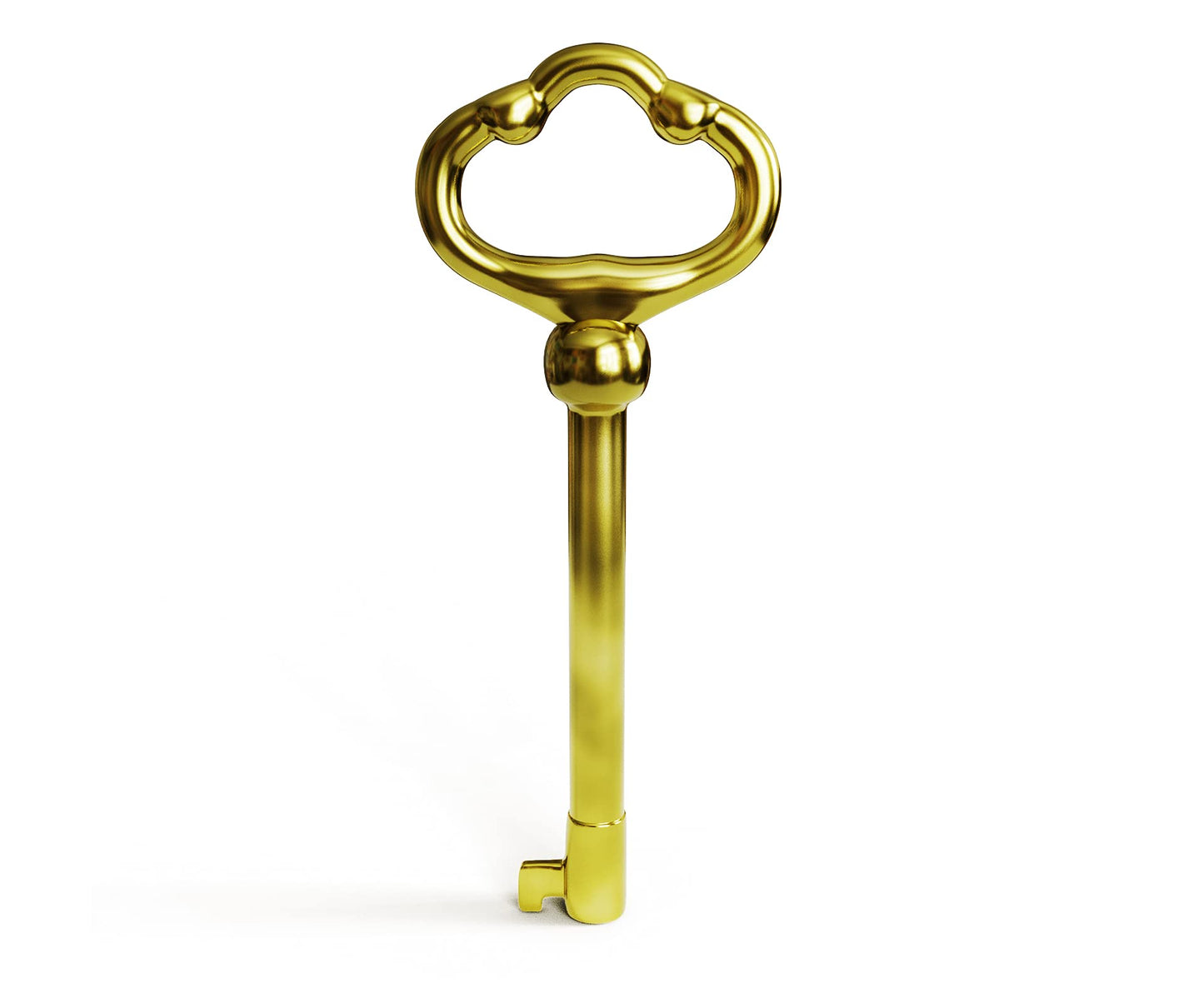KY-2 Skeleton Key Reproduction Brass Plate Hollow Barrel Key for Cabinets, Drawer, Dresser Locks or Other Pieces of Old Furniture (Pack of 1)