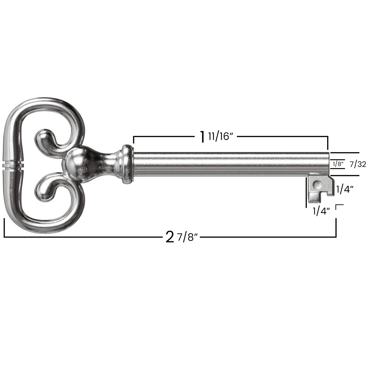 KY-7 Hollow Barrel Replacement Skeleton Key for Antique Cabinet, Drawers, Dressers, Old Furniture Locks (Pack of 1, Nickel)