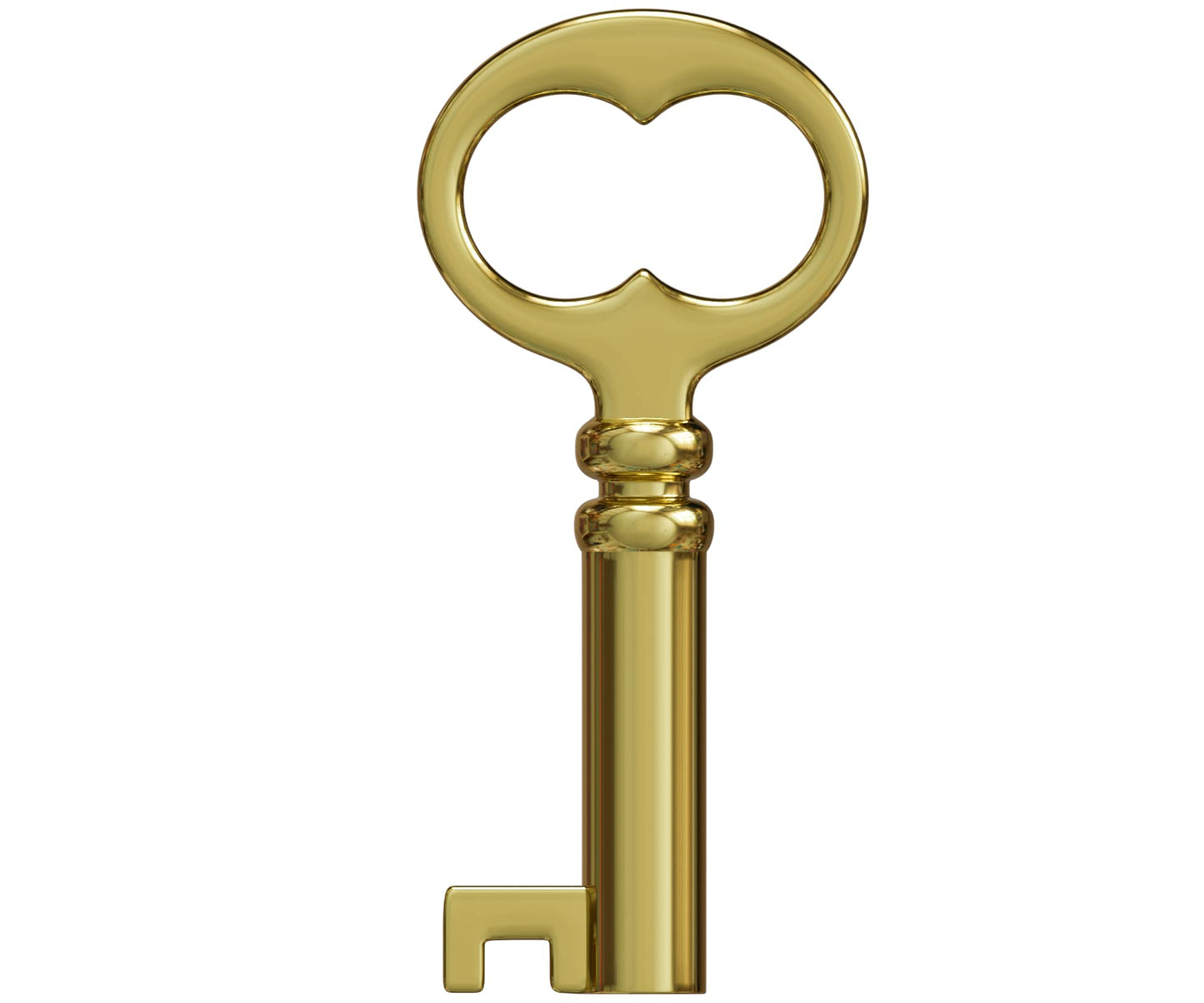 KY-18 Solid Small Hollow Barrel Skeleton Key (Brass Plated)
