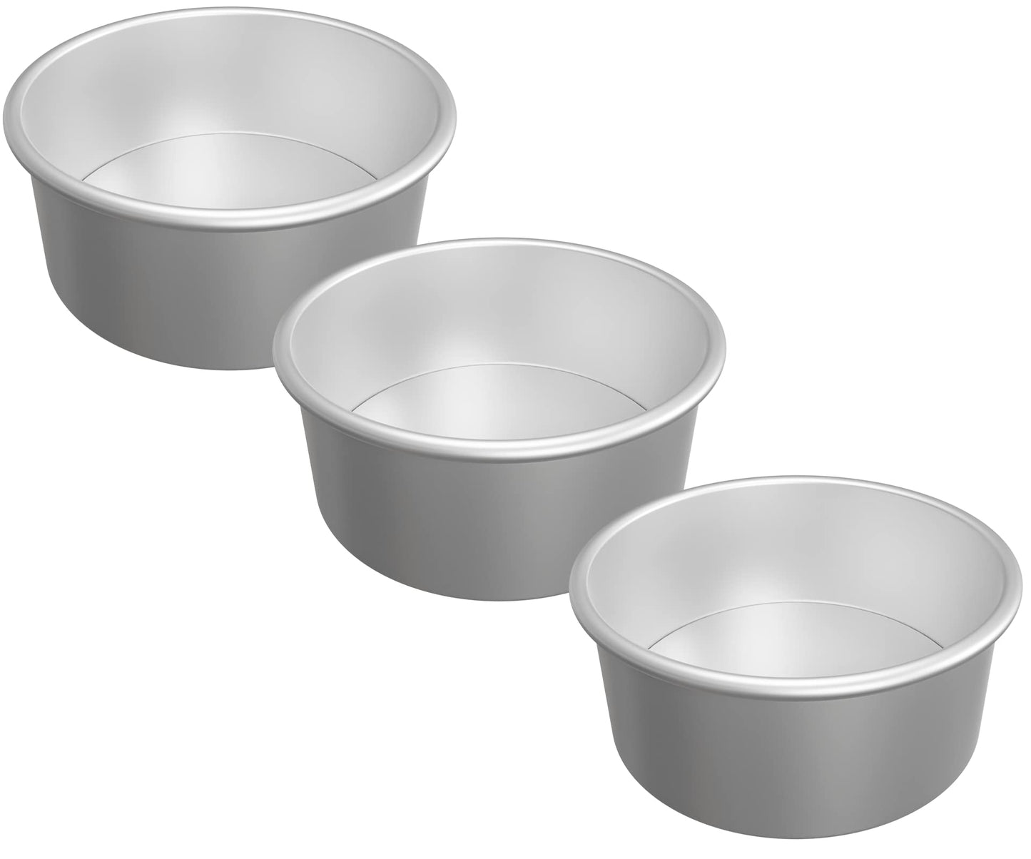 6 Inch Cake Pan Set of 3 Round Aluminum Cake Moulding Pans with Removable Bottom, For Birthdays, Wedding and Home Party