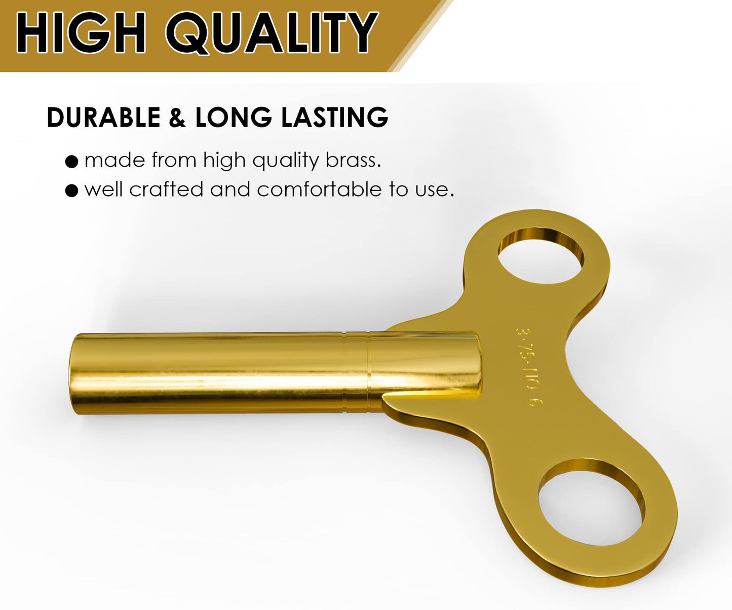 Clock Winding Key Number 6 Size 3.75mm Brass Fits Antique Vintage Clocks