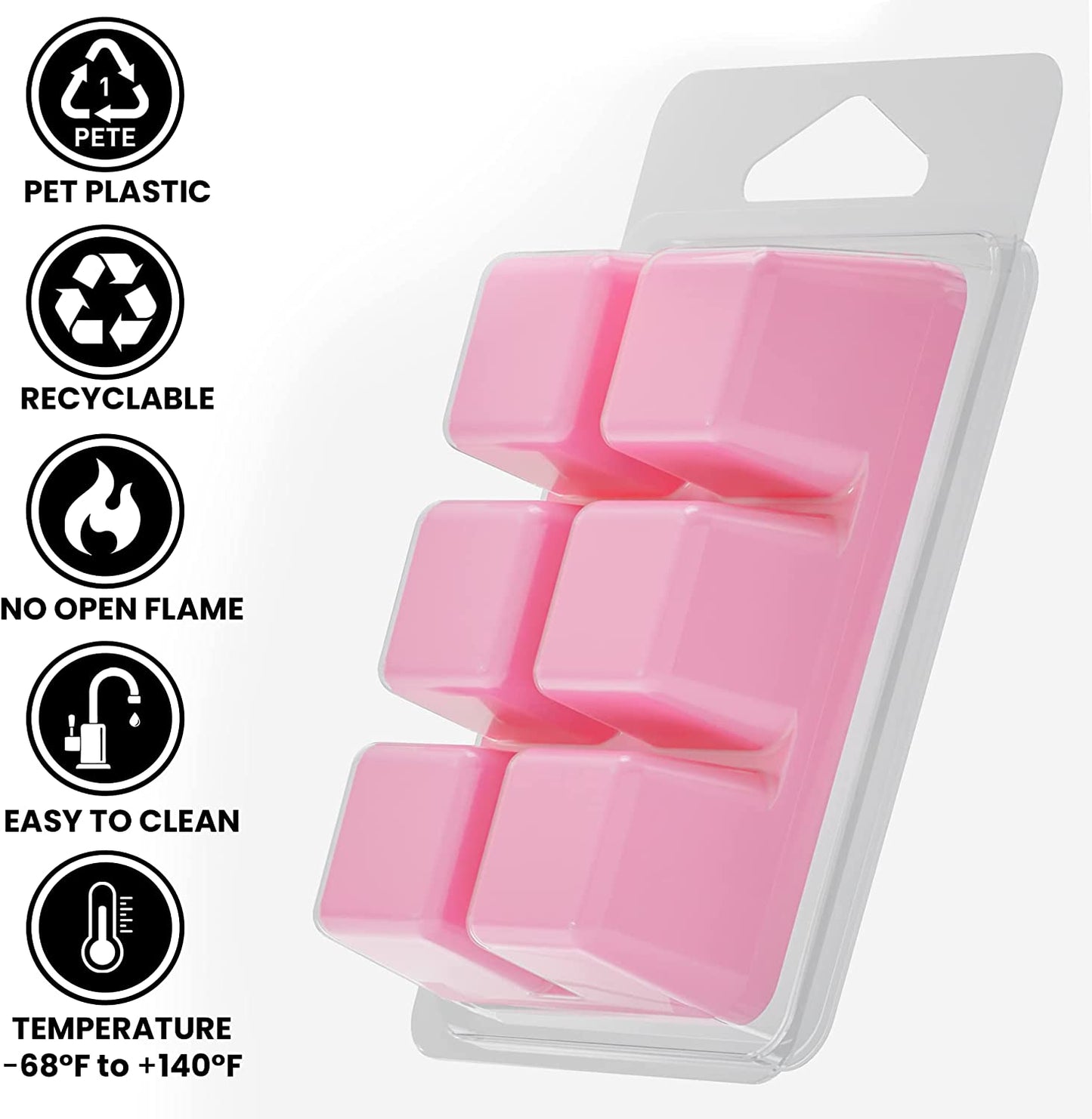 100 Pack Wax Melt Containers with 6 Cavity Clear Plastic Wax Melt Clamshell for DIY Wax Melt Candles, Shape (Square)
