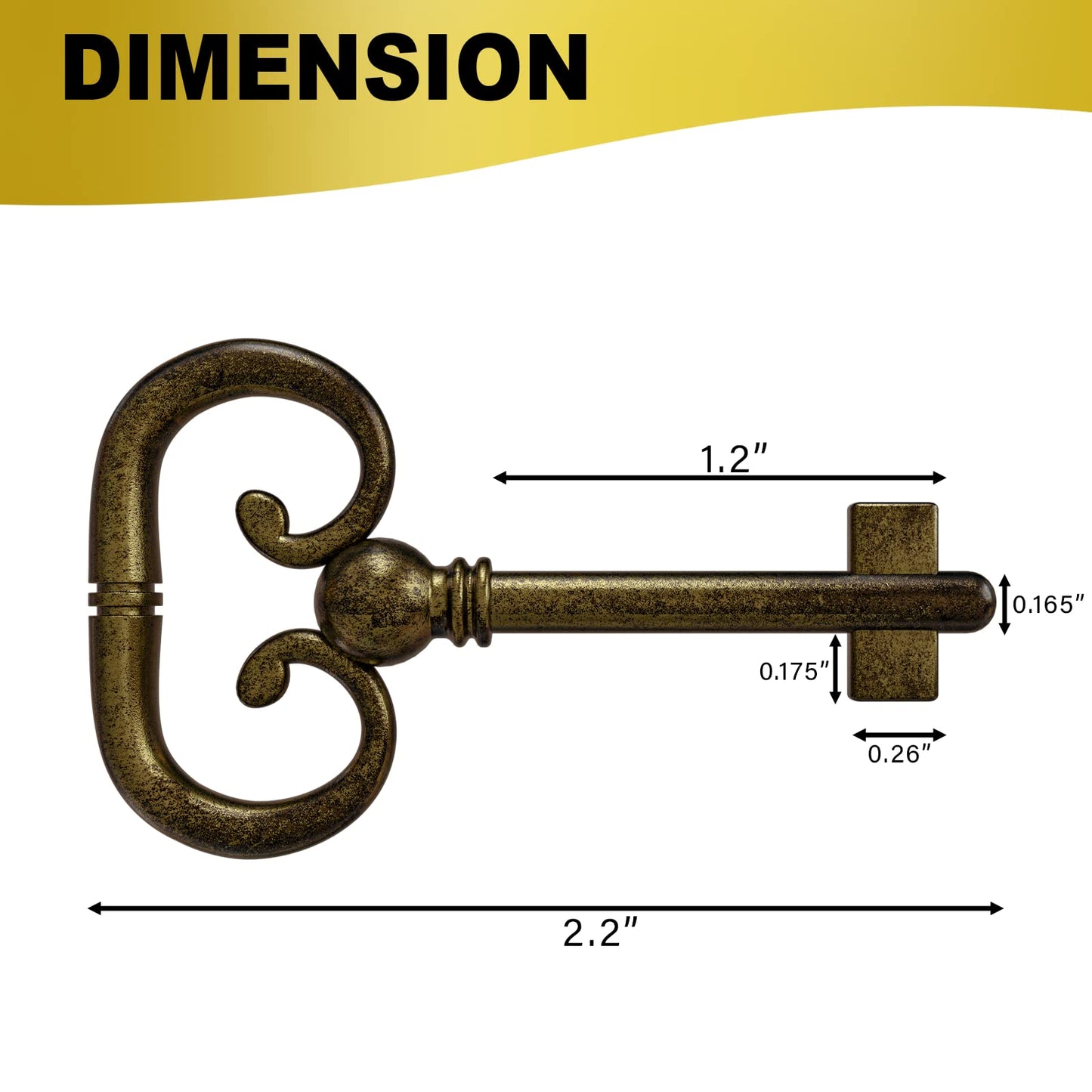 KY-8B D-1902 Roll Top Desk Antique Brass Plated Hollow Lock Key- (Pack of 2)