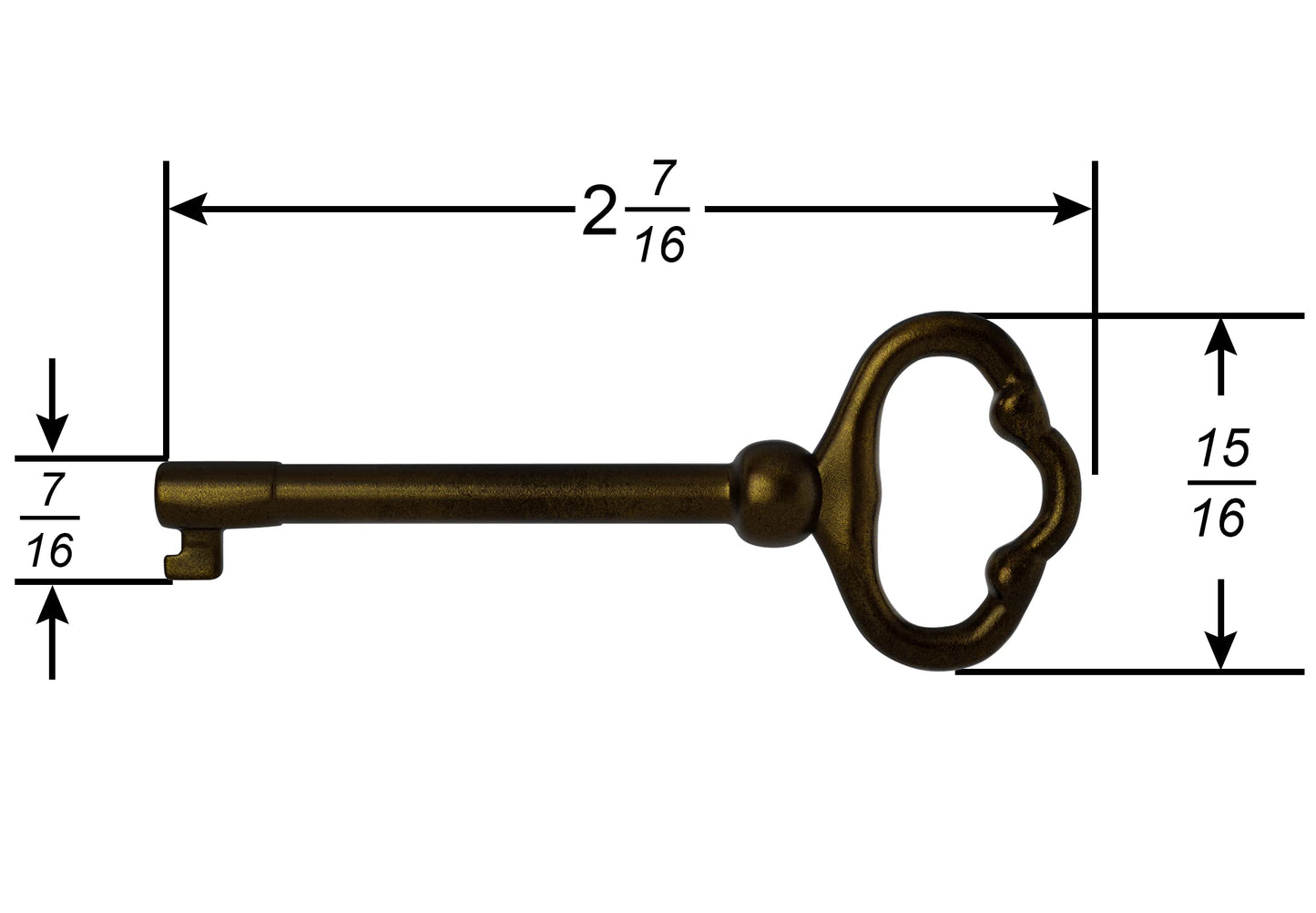KY-2AB Antique Brass Plated Hollow Barrel Skeleton Key (Pack of 1)