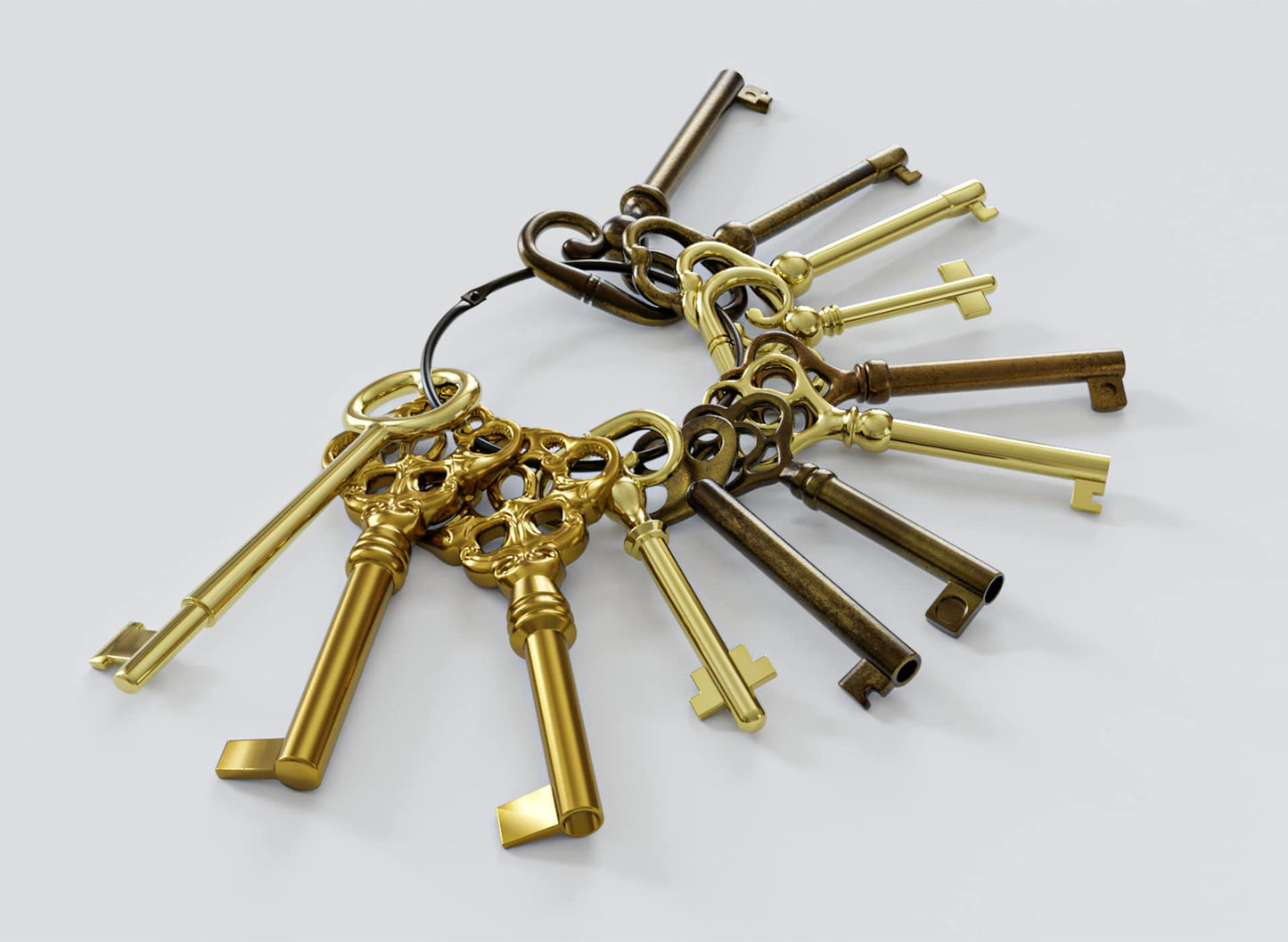 KY-12S Skeleton Key Set Reproduction Key for Antique Furniture - Cabinet Doors, Grandfather Clocks, Dresser Drawers Vintage Old Furniture