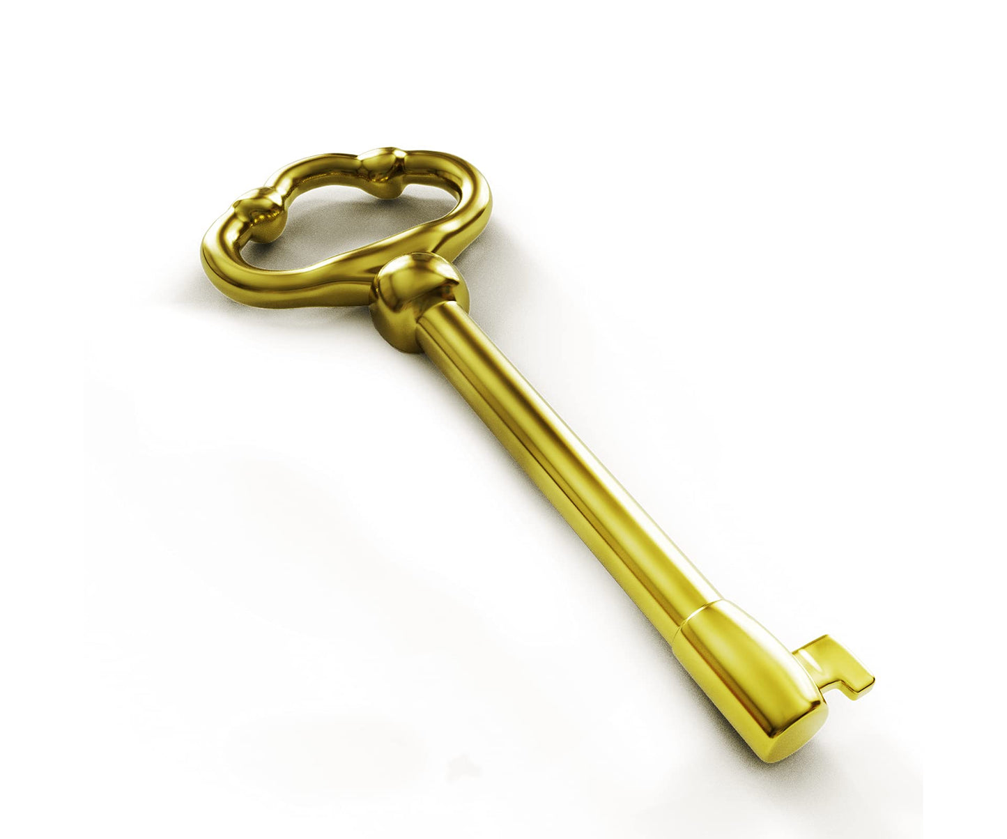 KY-2 Skeleton Key Reproduction Brass Plate Hollow Barrel Key for Cabinets, Drawer, Dresser Locks or Other Pieces of Old Furniture (Pack of 1)