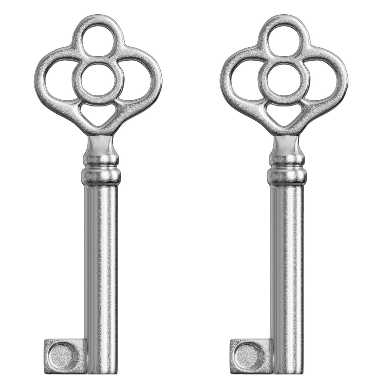KY-14 Skeleton Key Replacement Hollow Barrel for Antique Vintage Cabinet Doors, Dresser Drawers, Grandfather Clocks (Pack of 2, Nickel)