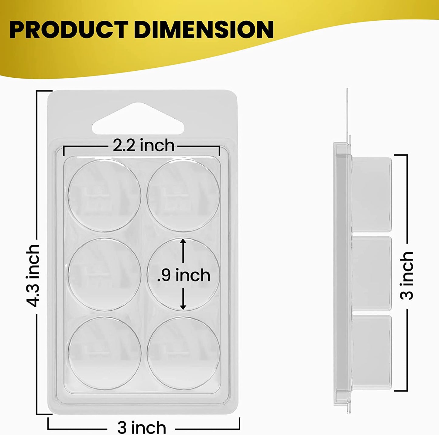 100 Pack Wax Melt Containers with 6 Cavity Clear Plastic Wax Melt Clamshell for DIY Wax Melt Candles, Shape (Circle)