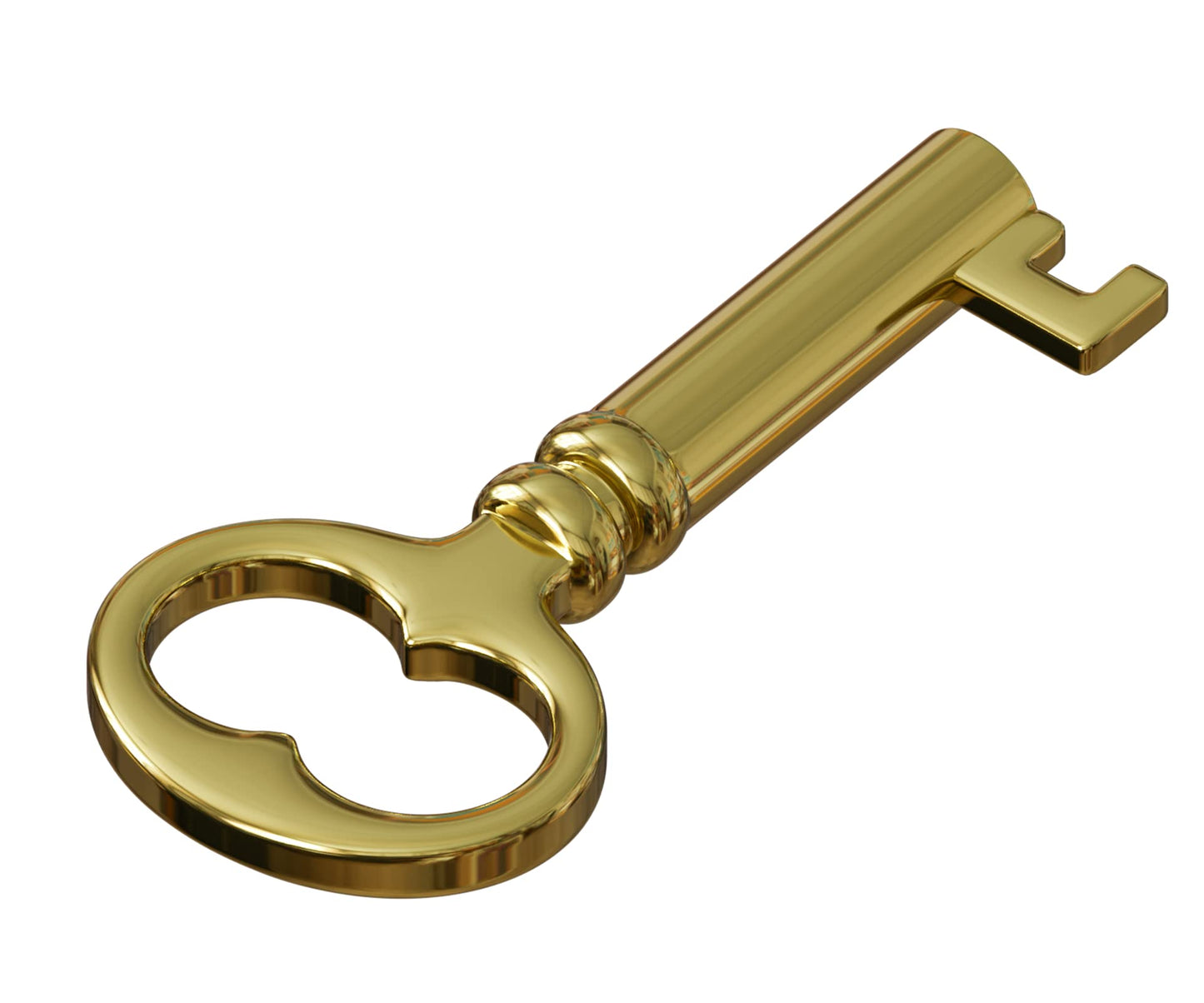 KY-18 Solid Small Hollow Barrel Skeleton Key (Brass Plated)