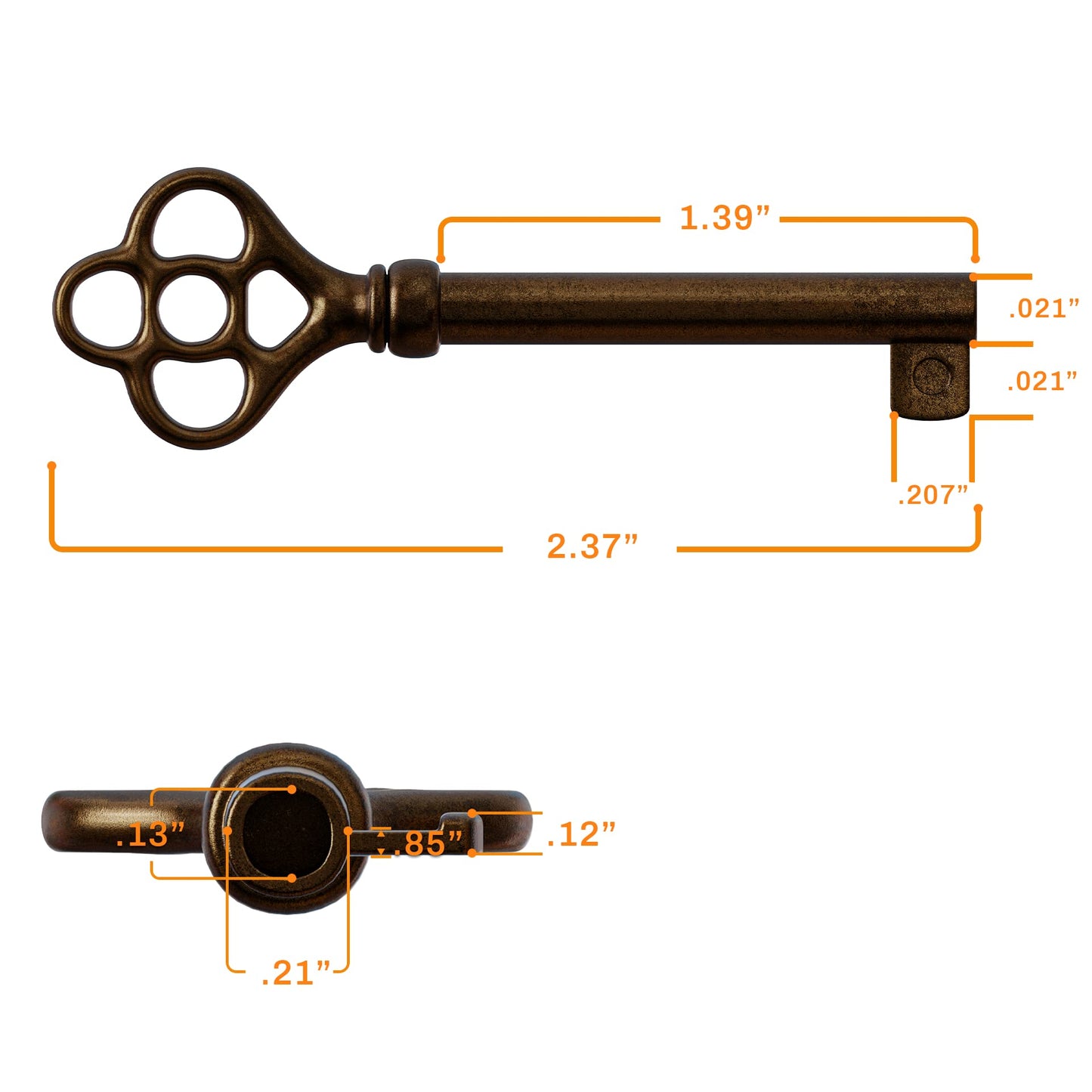 KY-3AB Antique Brass Plated Hollow Barrel Skelton Key Reproduction (Pack of 2)