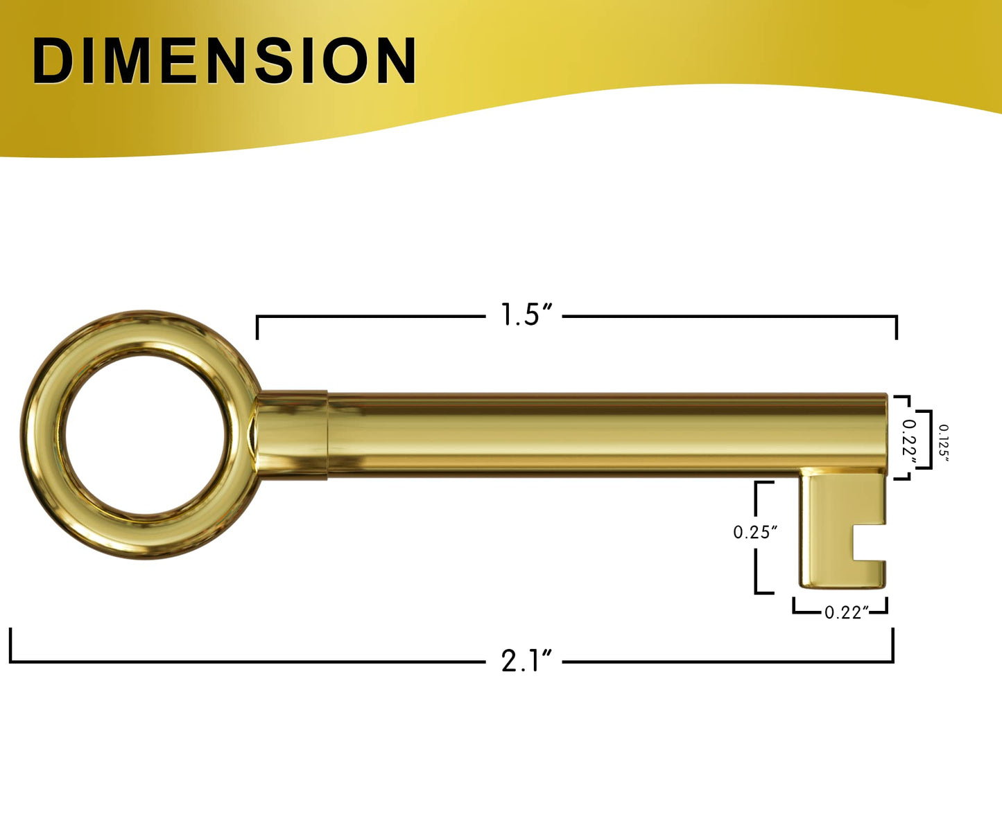 KY-13 Statutory Brass Plated Skeleton Key