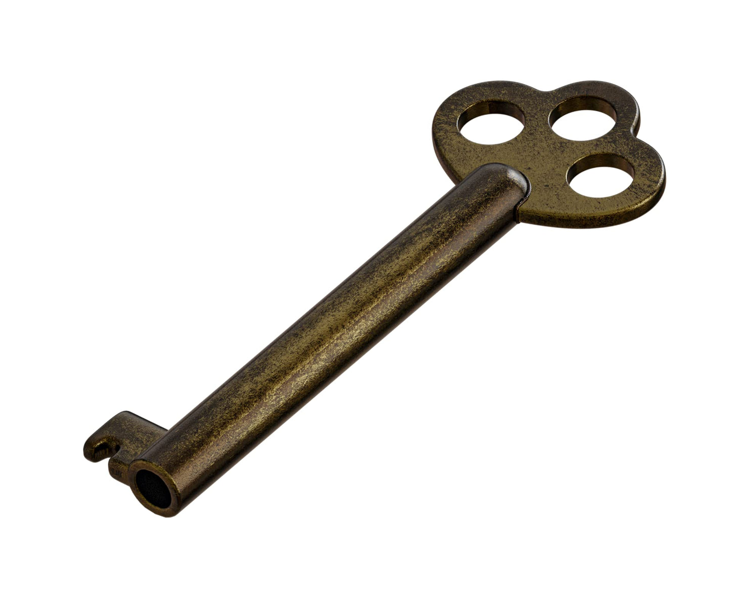 KY-6 Skeleton Key Hollow Barrel - Antique, Vintage Modern Cabinet Doors, Drawers, Dressers and Grandfather Clocks (Antique Brass, Pack of 1)