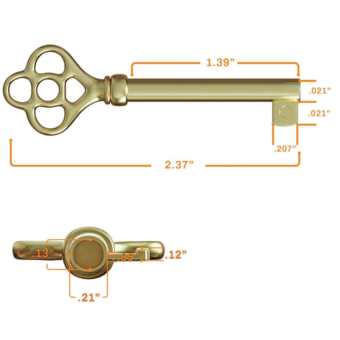 KY-3AB Brass Plated Hollow Barrel Skeleton Key for Antique, Vintage and Old Cabinet, Drawers Grandfather Clocks (Pack of 2)
