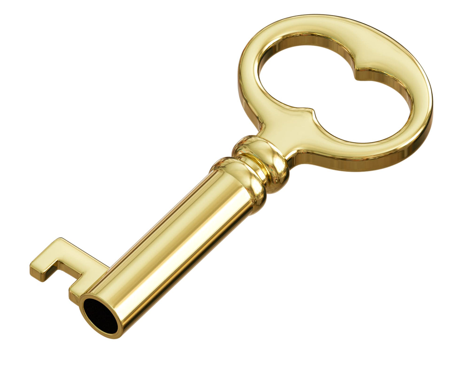 KY-18 Solid Small Hollow Barrel Skeleton Key (Brass Plated)