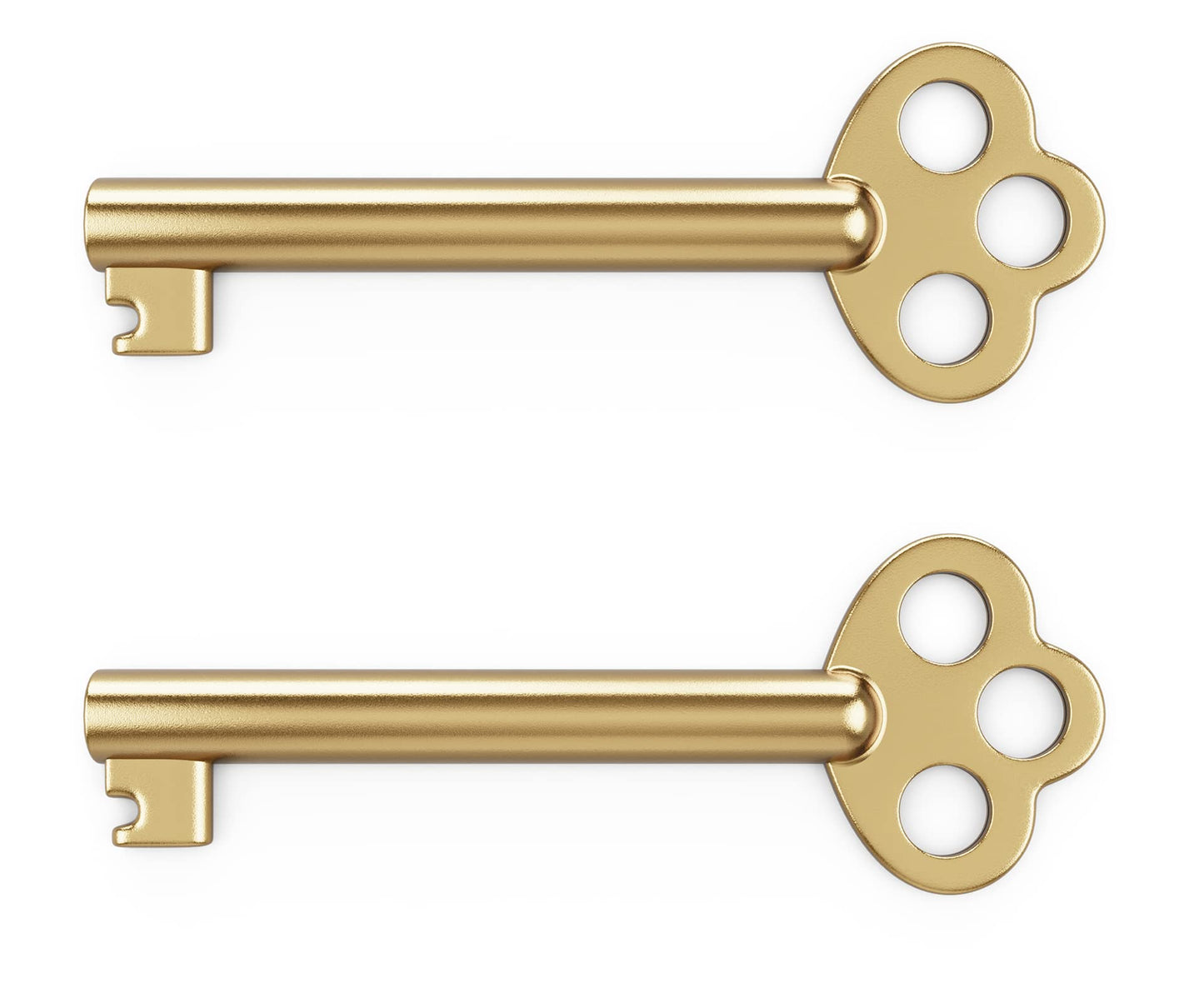 KY-6 Skeleton Key Hollow Barrel - Antique, Vintage Modern Cabinet Doors, Drawers, Dressers and Grandfather Clocks (Brass, Pack of 2)
