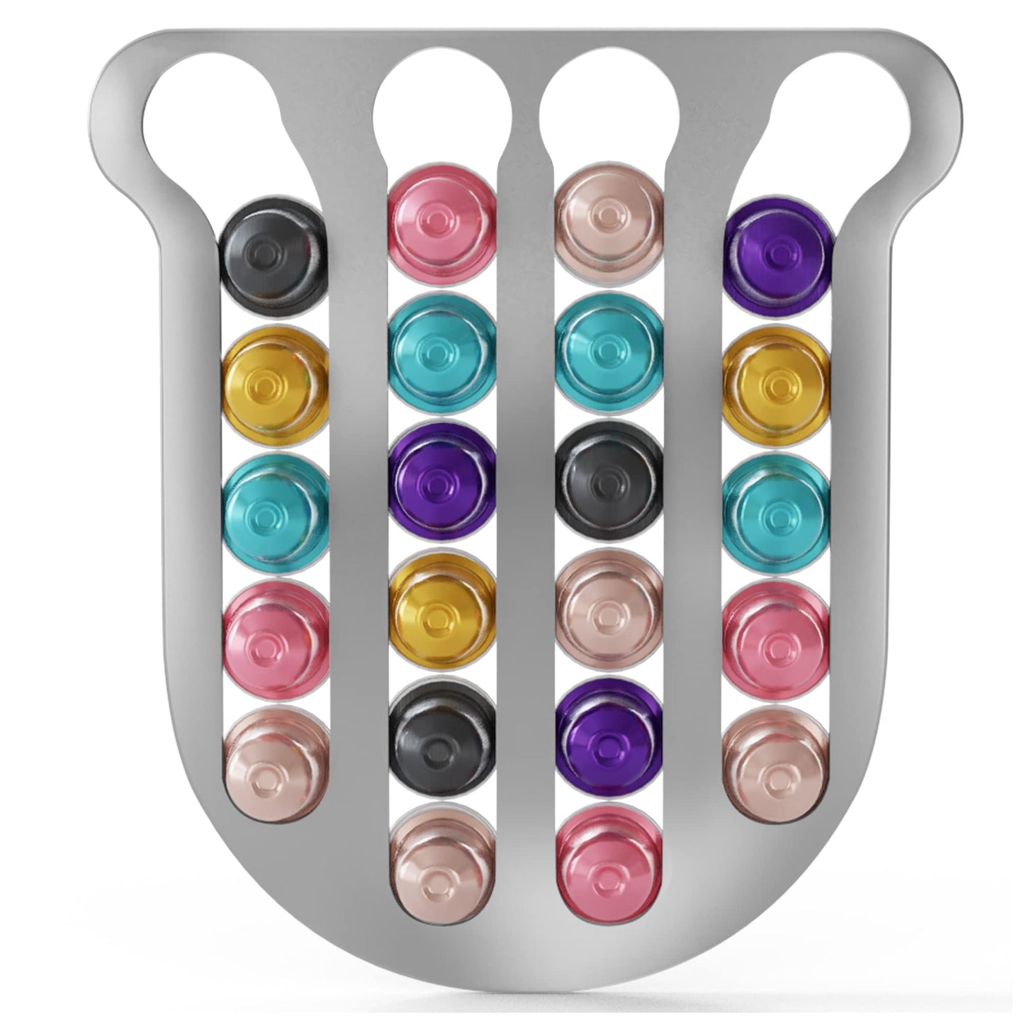 Coffee Capsule Storage Holder & Organizer Made of 304 Stainless Steel Compatible With Nespresso Capsules with Mount Kit on Walls, Cabinet Vertically or Horizontally