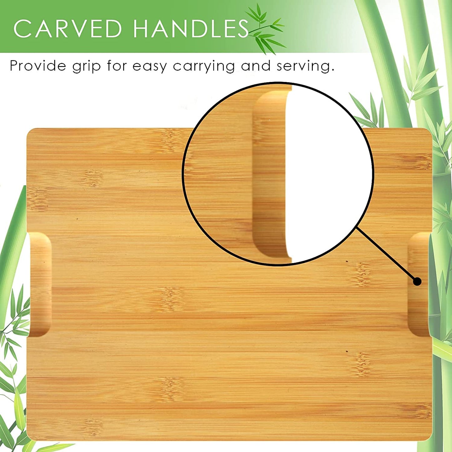 Wood Cutting Board- Bamboo Butcher Chopping Board with Juice Grooves and Handle Hole for Meat, Vegetables and Cheese, Extra Thick and Heavy Duty