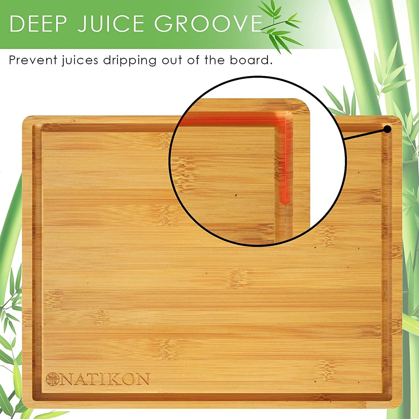 Wood Cutting Board- Bamboo Butcher Chopping Board with Juice Grooves and Handle Hole for Meat, Vegetables and Cheese, Extra Thick and Heavy Duty
