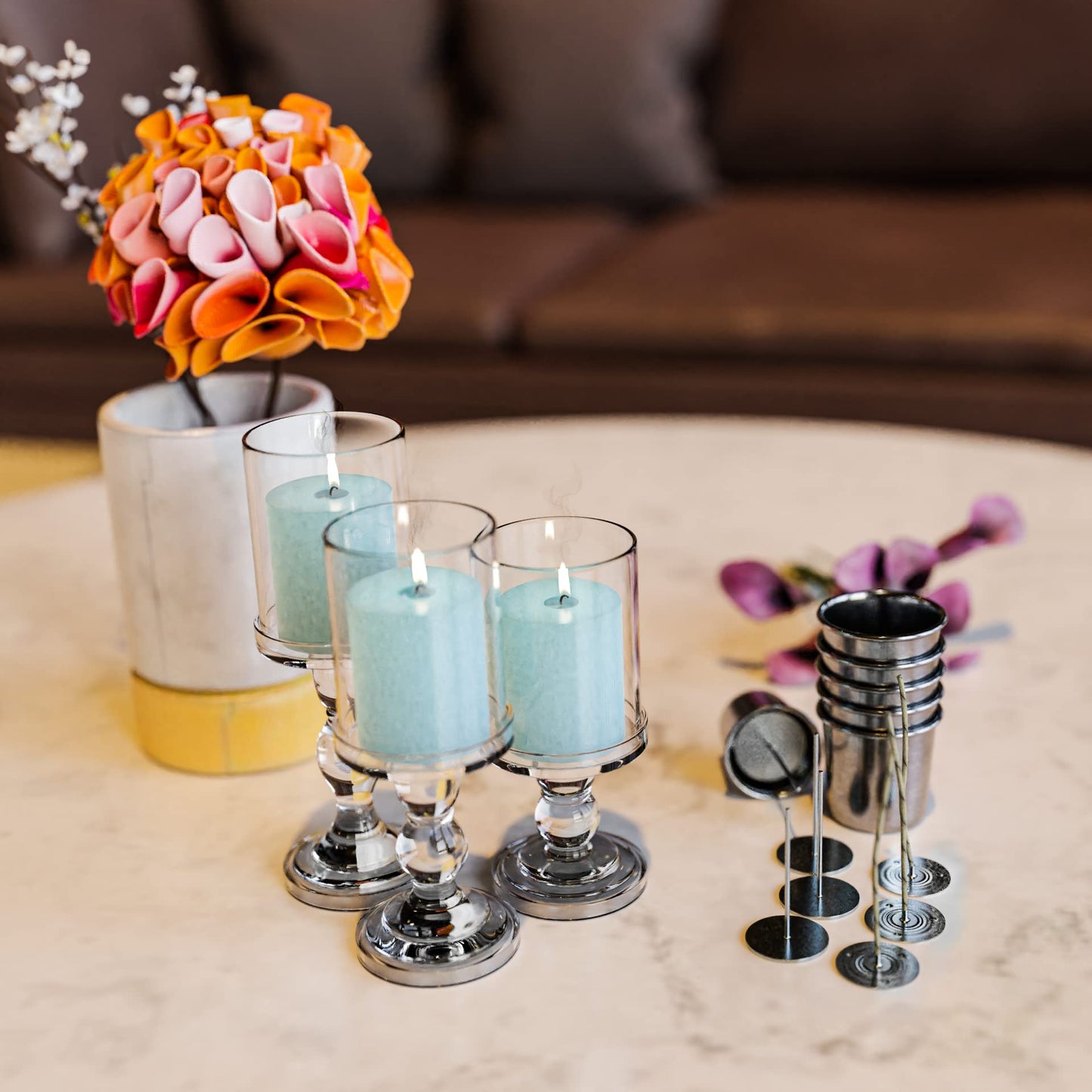 Votive Candle Aluminum Molds with 10 Wick Pins and 6" Candle Wick 100pcs for DIY Candle Making