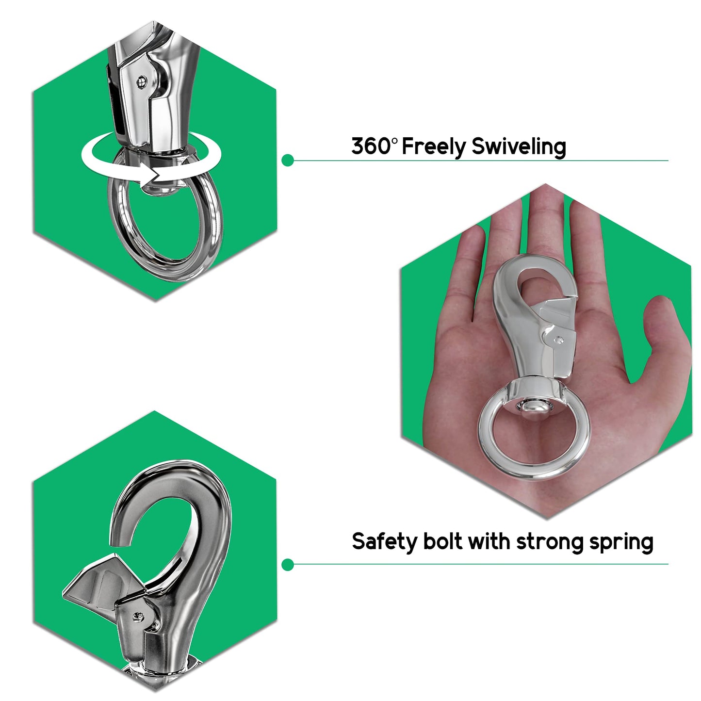 Heavy Duty Hanging Chair, Hammock Chair Swivel Hook Snap up to 1000 LB Capacity Stainless Steel for Indoor and Outdoor (Pack of 2)