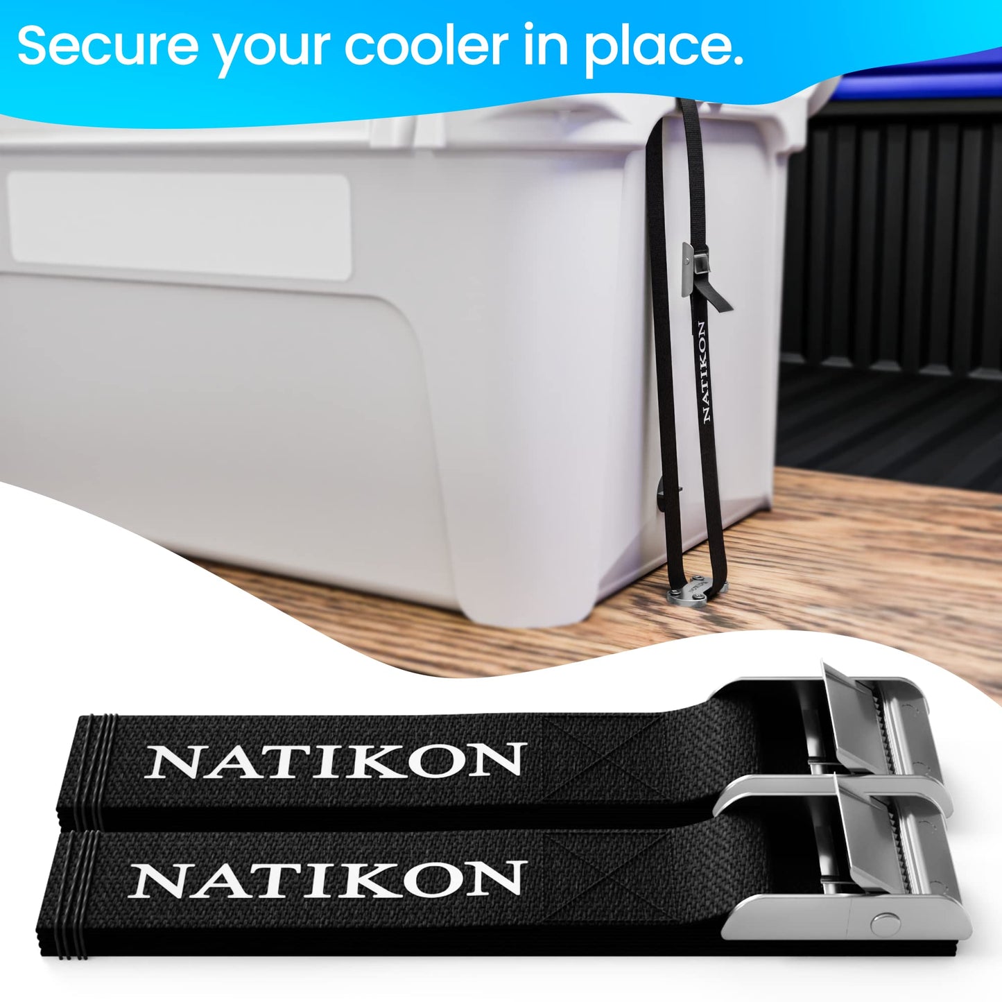 Cooler Tie Down Kit, Cooler Accessories, Cooler Tie Down Straps for YETI Coolers RTIC Coolers to Boat, Deck, Truck Bed and Trailer