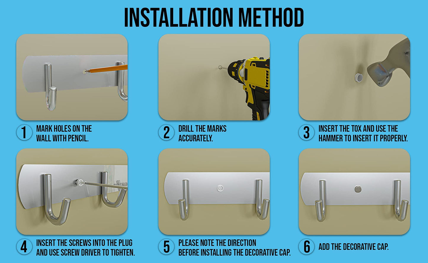 Heavy Duty Stainless Steel Rack Hanger Hook for BBQ Grill Utensils and Grill Accessories - Easy to Install for Indoor or Outdoor Use