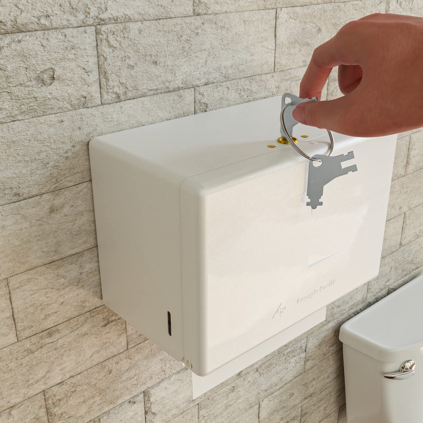 Universal Commercial Dispenser Key Replacement Compatible with Many Georgia Pacific Toilet Paper Dispensers and Paper Towel