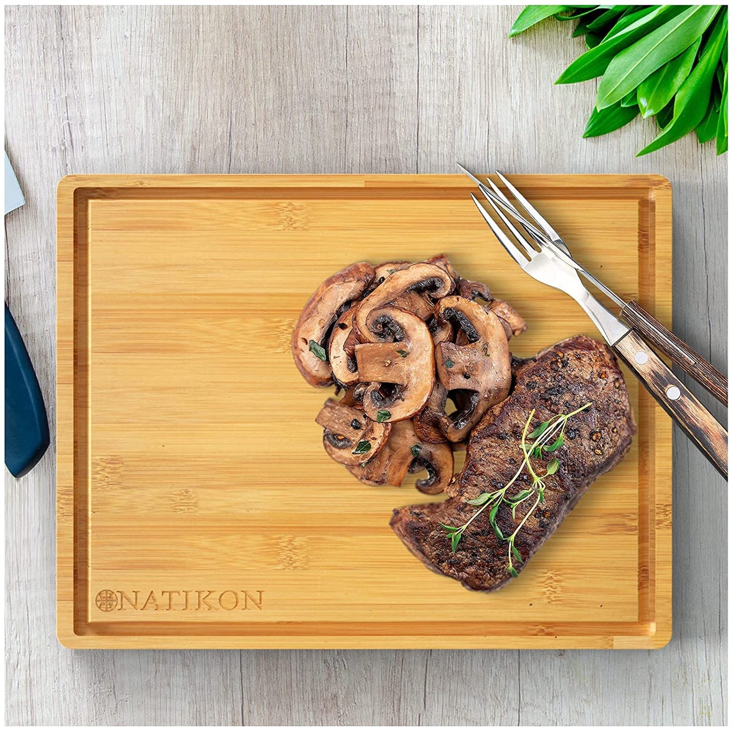 Wood Cutting Board- Bamboo Butcher Chopping Board with Juice Grooves and Handle Hole for Meat, Vegetables and Cheese, Extra Thick and Heavy Duty