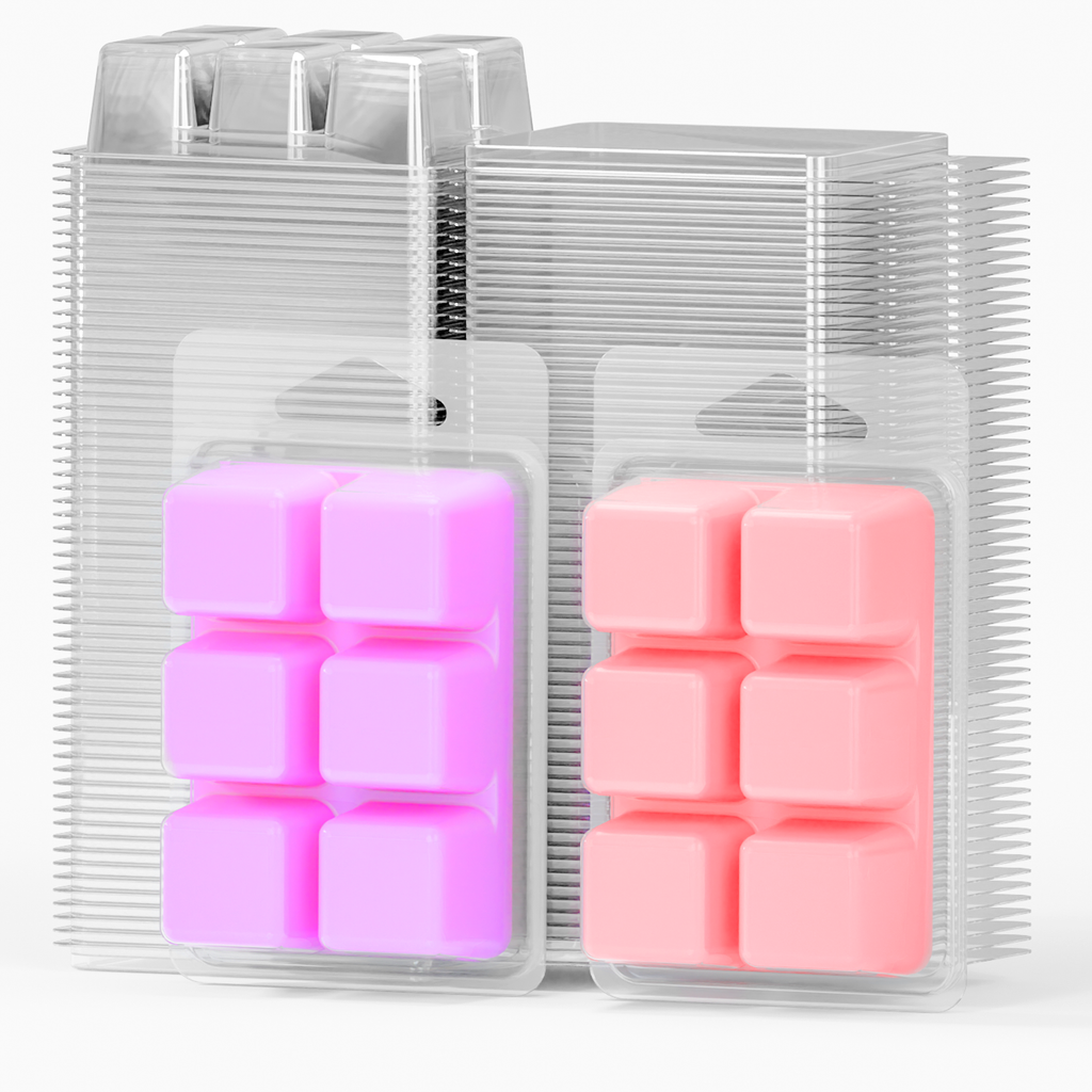 100 Pack Wax Melt Containers with 6 Cavity Clear Plastic Wax Melt Clamshell for DIY Wax Melt Candles, Shape (Heart)
