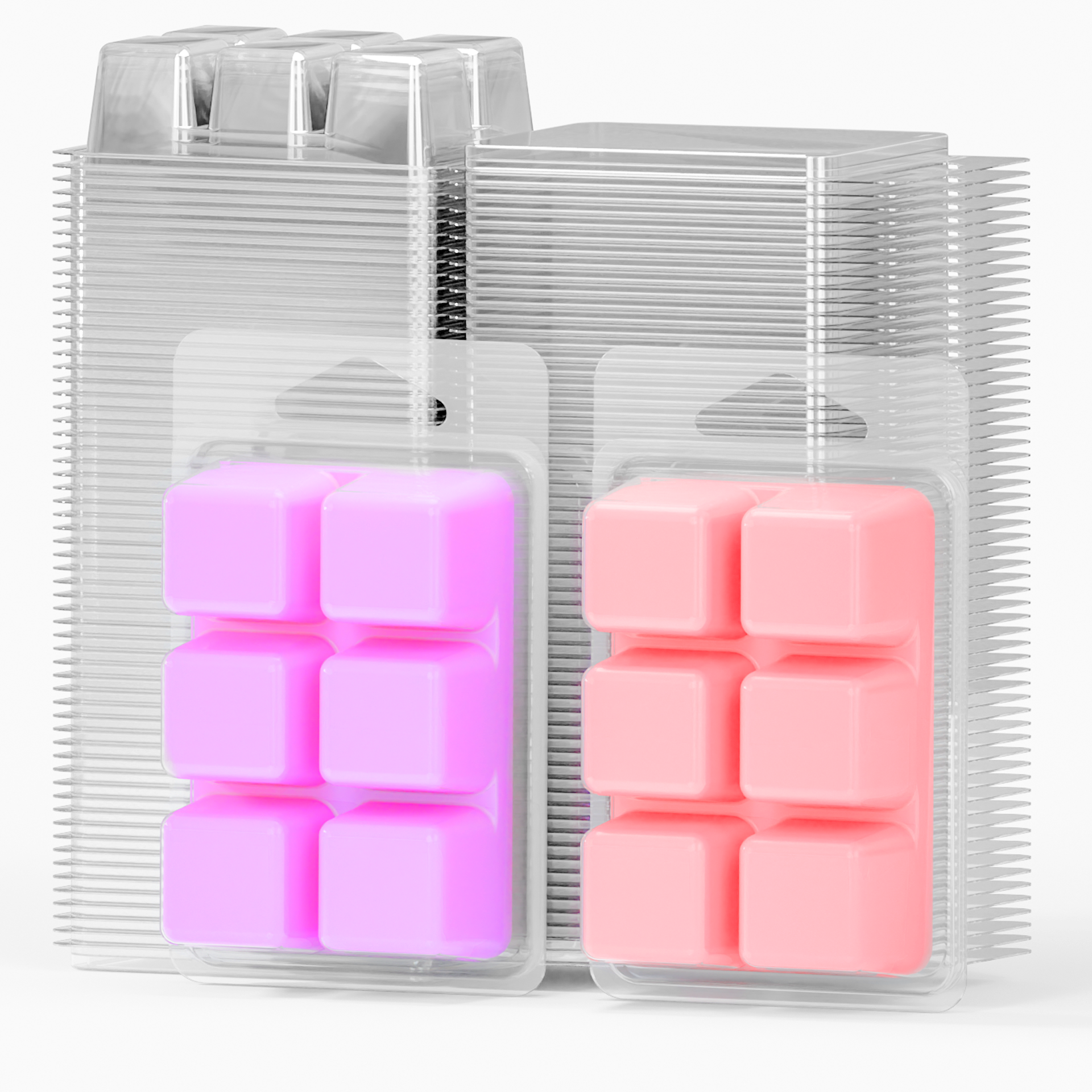 100 Pack Wax Melt Containers with 6 Cavity Clear Plastic Wax Melt Clamshell for DIY Wax Melt Candles, Shape (Heart)