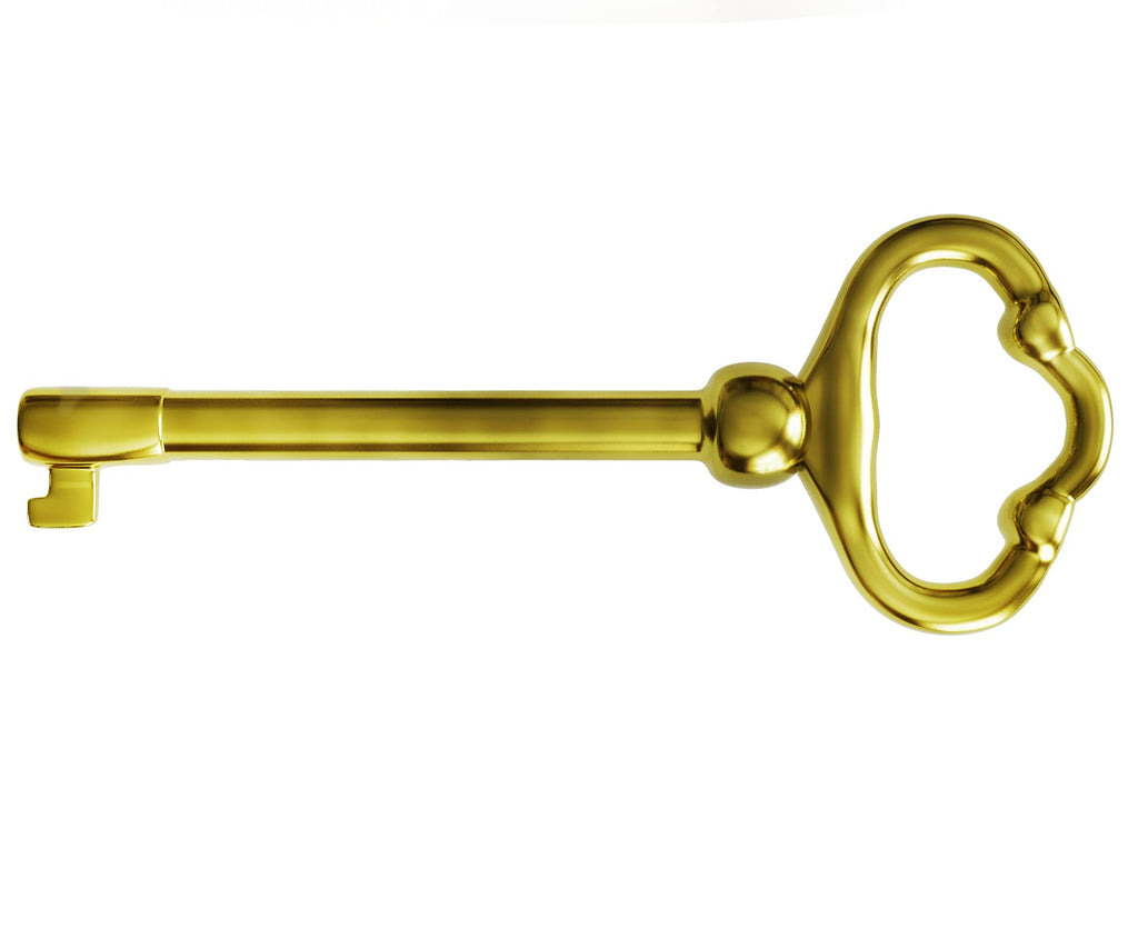 KY-2 Skeleton Key Reproduction Brass Plate Hollow Barrel Key for Cabinets, Drawer, Dresser Locks or Other Pieces of Old Furniture (Pack of 1)