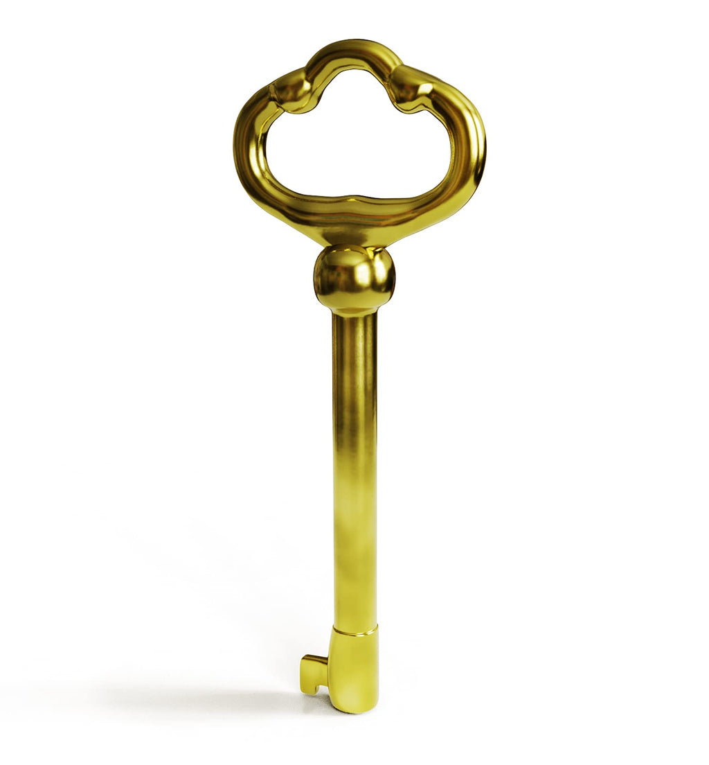 KY-2 Skeleton Key Reproduction Brass Plate Hollow Barrel Key for Cabinets, Drawer, Dresser Locks or Other Pieces of Old Furniture (Pack of 1)