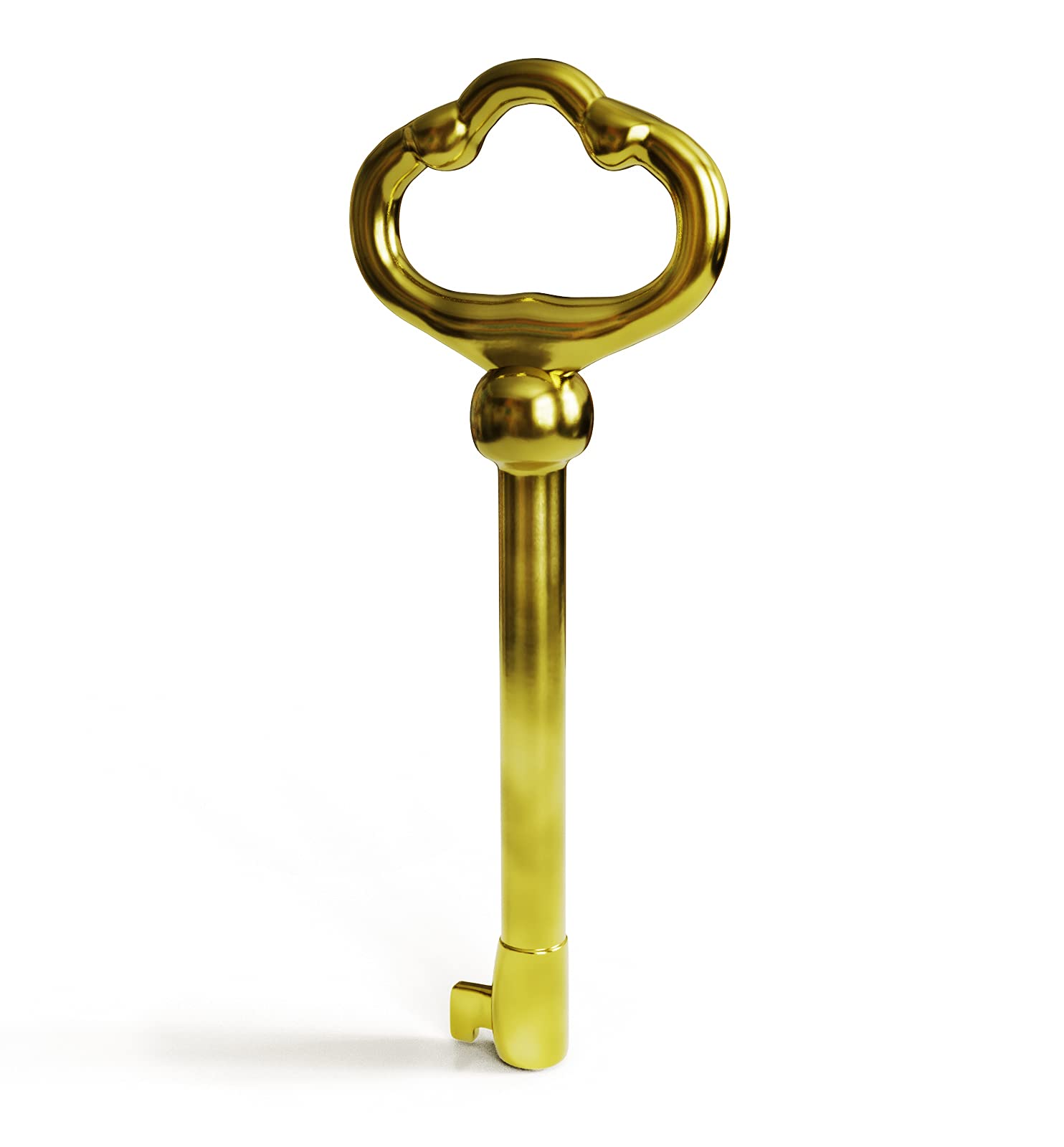KY-2 Skeleton Key Reproduction Brass Plate Hollow Barrel Key for Cabinets, Drawer, Dresser Locks or Other Pieces of Old Furniture (Pack of 1)