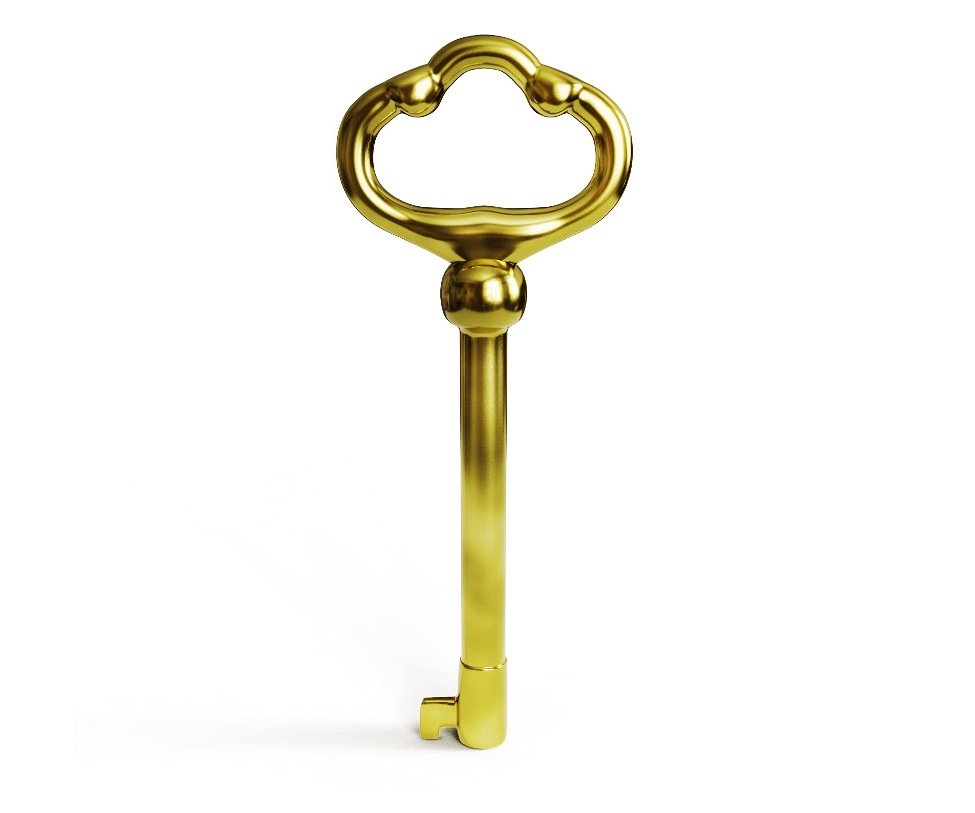 KY-2 Skeleton Key Reproduction Brass Plate Hollow Barrel Key for Cabinets, Drawer, Dresser Locks or Other Pieces of Old Furniture (Pack of 1)