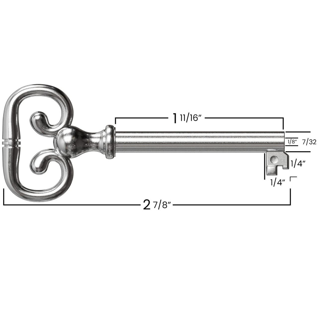 KY-7 Hollow Barrel Replacement Skeleton Key for Antique Cabinet, Drawers, Dressers, Old Furniture Locks (Pack of 1, Nickel)