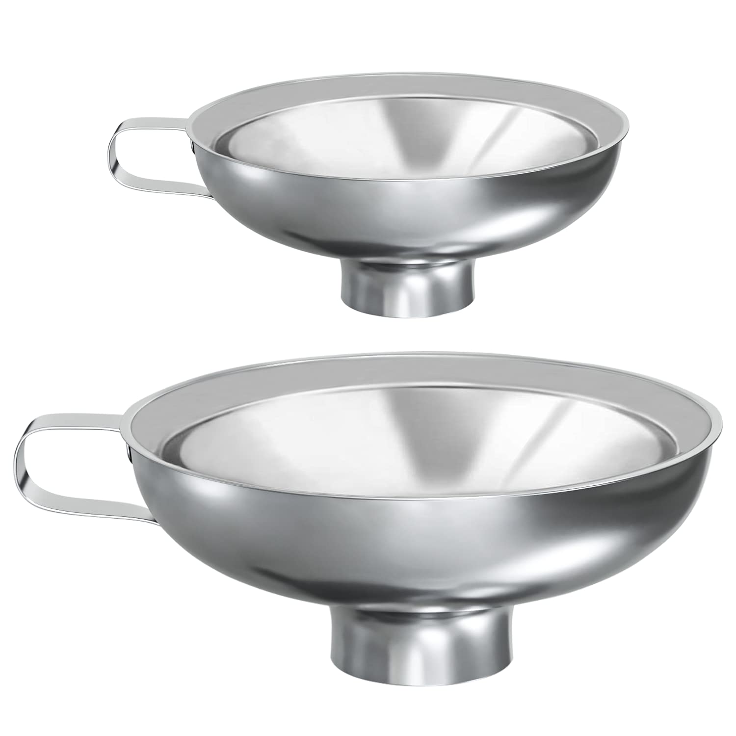 Wide Mouth Stainless Steel Canning Funnel - for Wide and Regular Mason Jars, Food Grade Funnel Canning Supplies Set, 2 Pack