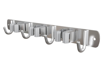 Mop and Broom Holder Wall Mount with 3 Racks and 4 Hooks Stainless Steel Tool Organizer Storage Wall Mounted, 2 Pack
