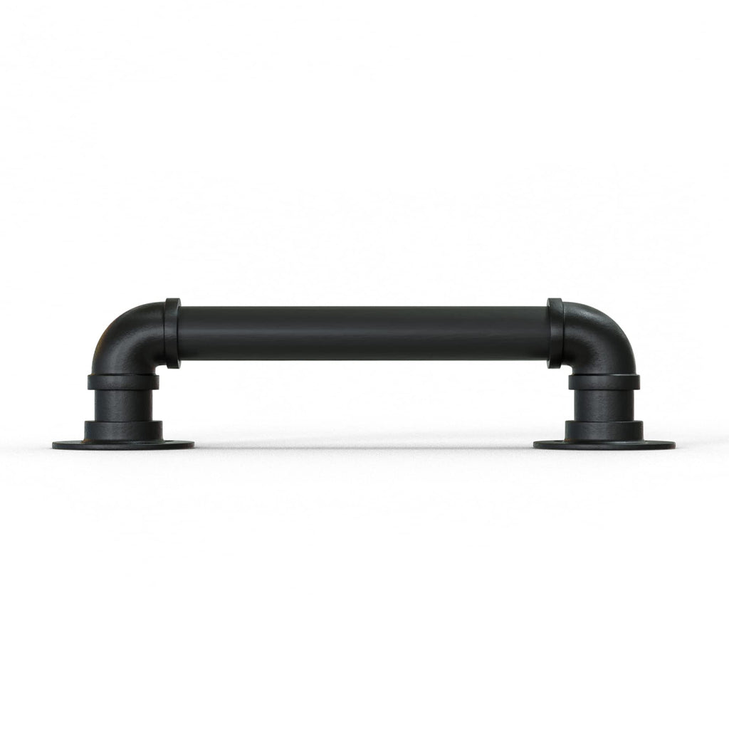 12" Matte Black Pipe Door Pull Handle, Industrial Grab and Towel Bar, Set of 2