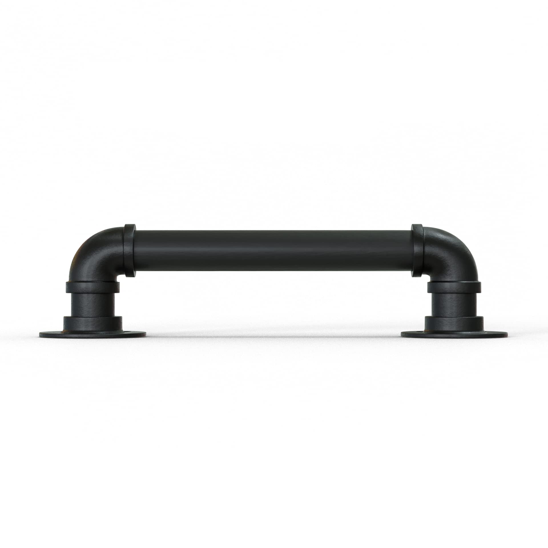 12" Matte Black Pipe Door Pull Handle, Industrial Grab and Towel Bar, Set of 2