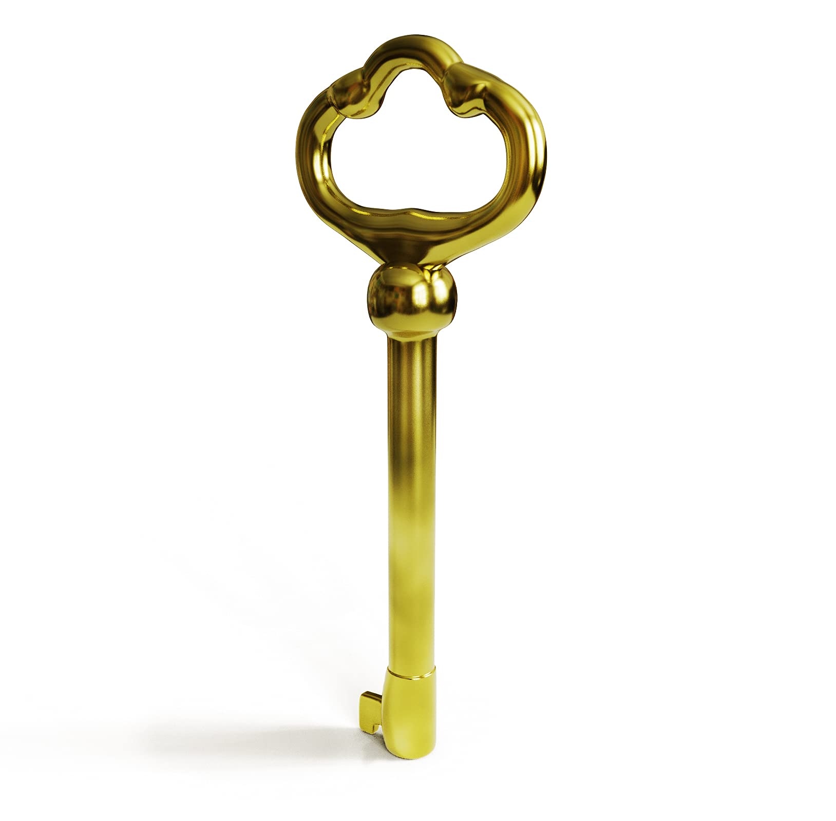 KY-2 Skeleton Key Reproduction Brass Plate Hollow Barrel Key for Cabinets, Drawer, Dresser Locks or Other Pieces of Old Furniture (Pack of 1)