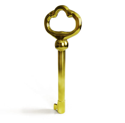 KY-2 Skeleton Key Reproduction Brass Plate Hollow Barrel Key for Cabinets, Drawer, Dresser Locks or Other Pieces of Old Furniture (Pack of 1)