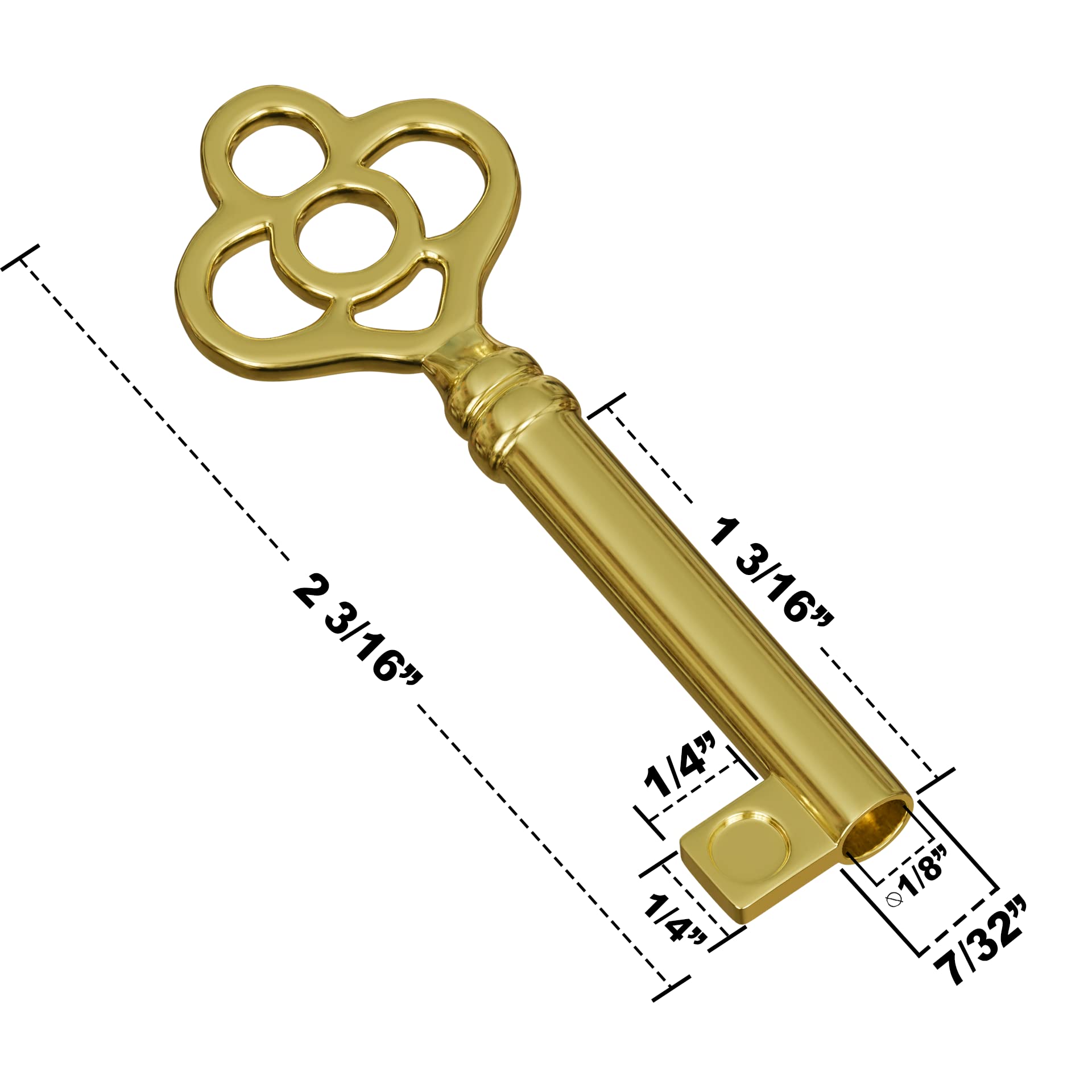 KY-14 Skeleton Key Replacement Hollow Barrel for Antique Vintage Cabinet Doors, Dresser Drawers, Grandfather Clocks (Pack of 1, Brass)