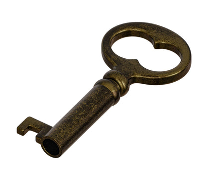 KY-18 Solid Small Hollow Barrel Skeleton Key (Antique Brass)