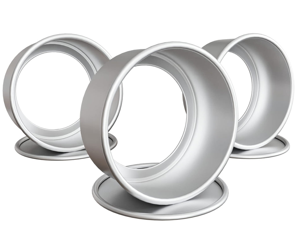 6 Inch Cake Pan Set of 3 Round Aluminum Cake Moulding Pans with Removable Bottom, For Birthdays, Wedding and Home Party