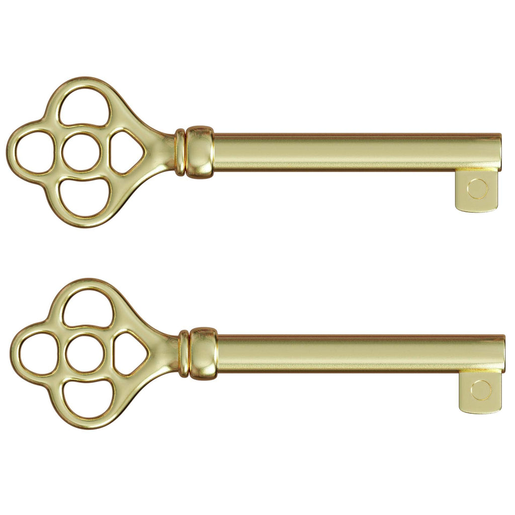 KY-3AB Brass Plated Hollow Barrel Skeleton Key for Antique, Vintage and Old Cabinet, Drawers Grandfather Clocks (Pack of 2)