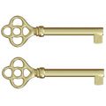 KY-3AB Brass Plated Hollow Barrel Skeleton Key for Antique, Vintage and Old Cabinet, Drawers Grandfather Clocks (Pack of 2)
