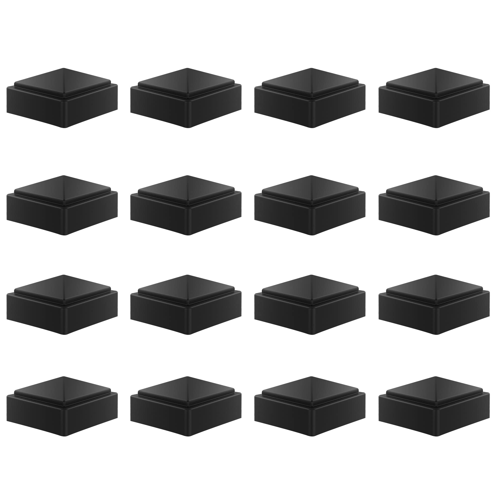 2x2 Fence Post Black Plastic Caps for Metal, Plastic,Vinyl or Wood (Pack of 16)