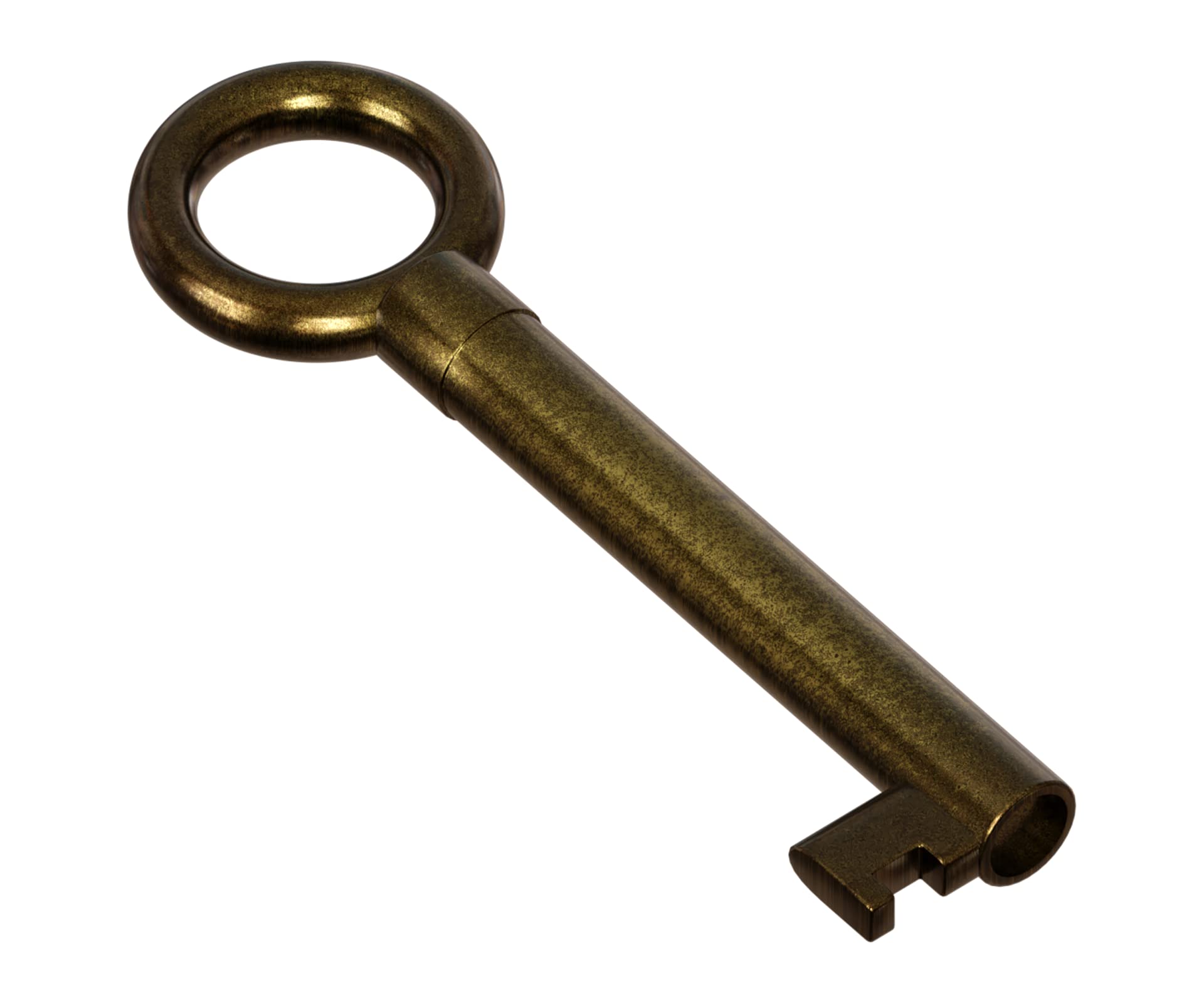 KY-13 Statutory Antique Brass Finish Hollow Barrel Skeleton Key