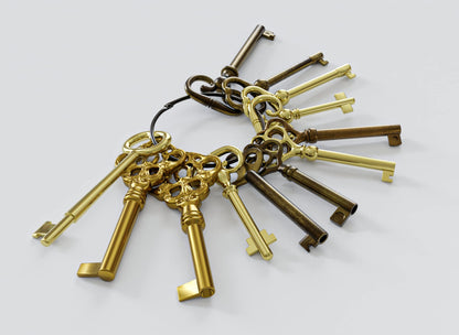 KY-12S Skeleton Key Set Reproduction Key for Antique Furniture - Cabinet Doors, Grandfather Clocks, Dresser Drawers Vintage Old Furniture